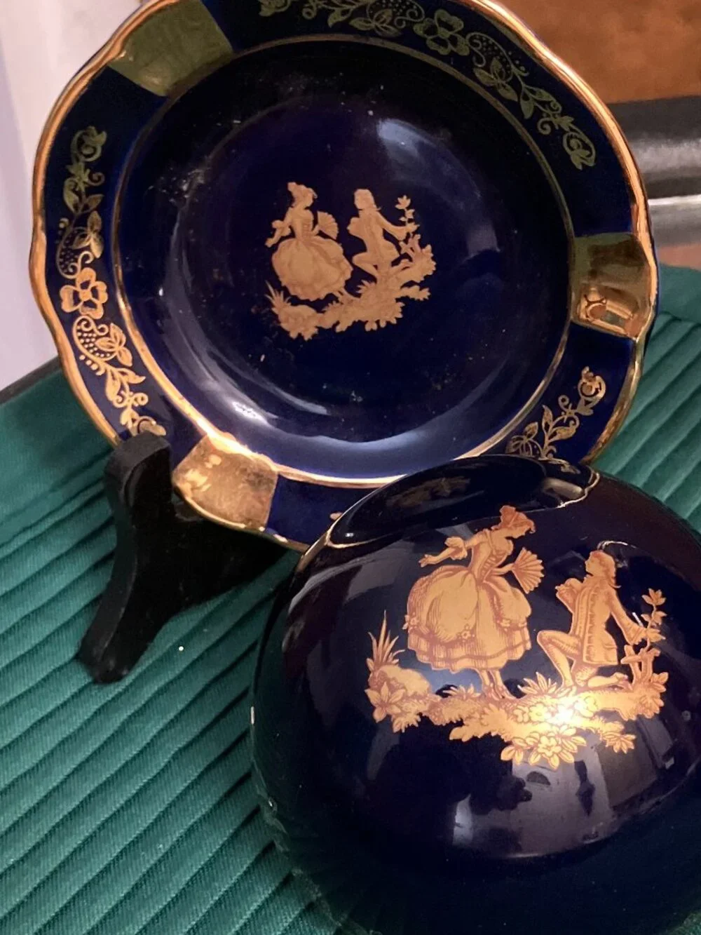 Limoges Set, Courting Couple Cobalt Blue/Gold